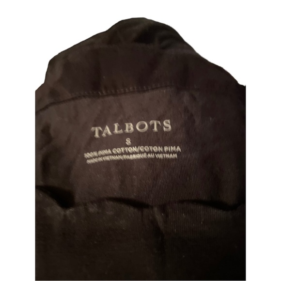 Talbots black top small 100% Pima cotton short sleeve casual essential - Picture 2 of 5